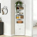 Tall Corner Storage Cabinet With 2 Doors, 5-Tier With Adjustable Shelves, Freestanding - White Home Essentials
