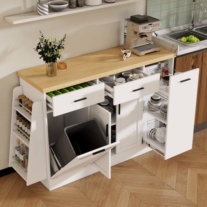 Kitchen Sideboard With Sliding Door Cabinet, 3 Tier Spice Rack Hearth and Haven