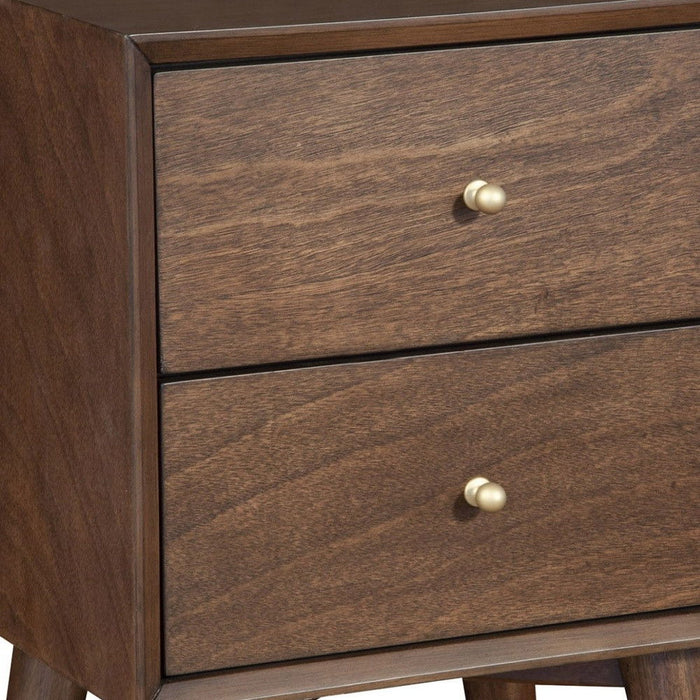 Two Drawer Wood Nightstand - Brown