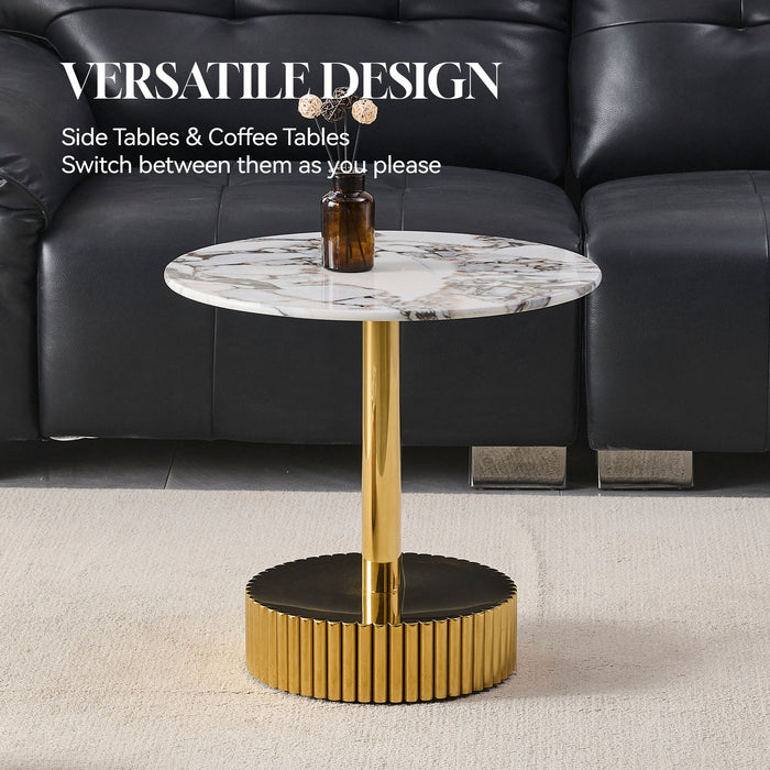 End Table For Living Rooms - Gold / White Home Essentials