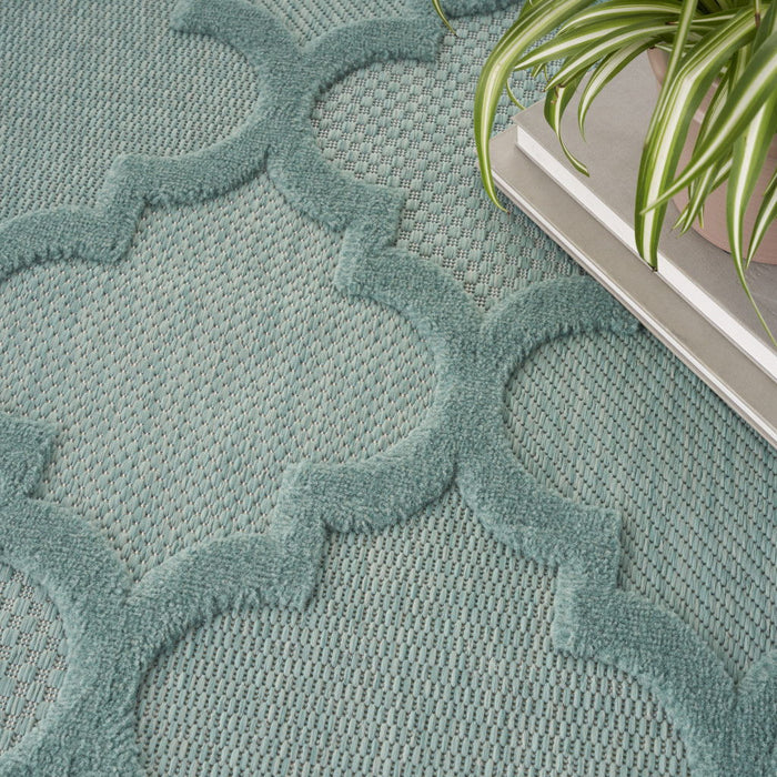 7' X 10' Area Rug Geometric Flatweave - Aqua