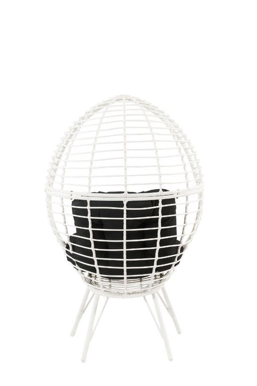 Galzed - Patio Lounge Chair - Black Fabric & White Wicker ACME