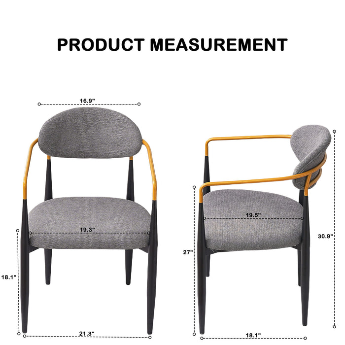 Modern Upholstered Dining Chair With Accented Armrests (Set of 2) Home Essentials