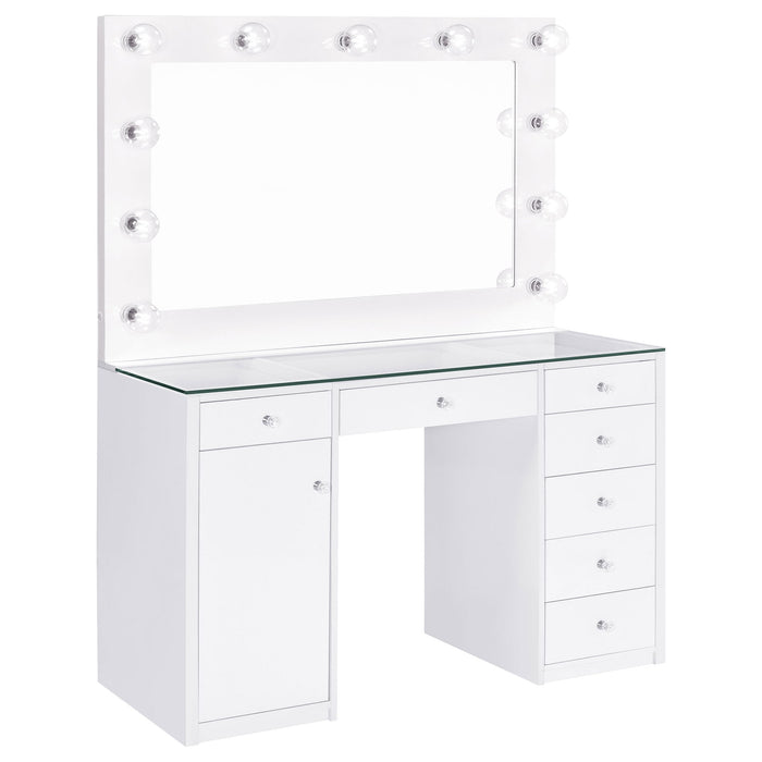 Fern - 7 Drawer Vanity Set With Mirror And Globe Lights Furniture Max