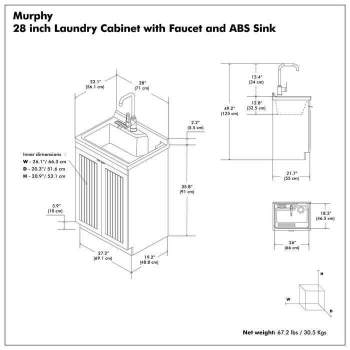Murphy - Laundry Cabinet & Faucet And Stainless Steel Sink Simpli-Home