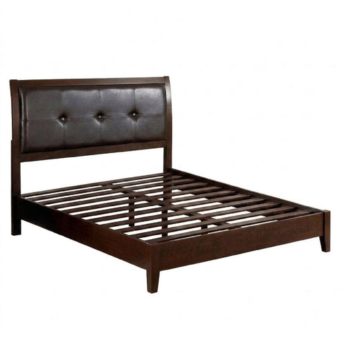 Eastern King Bed With Button Tufted Headboard - Brown Home Essentials