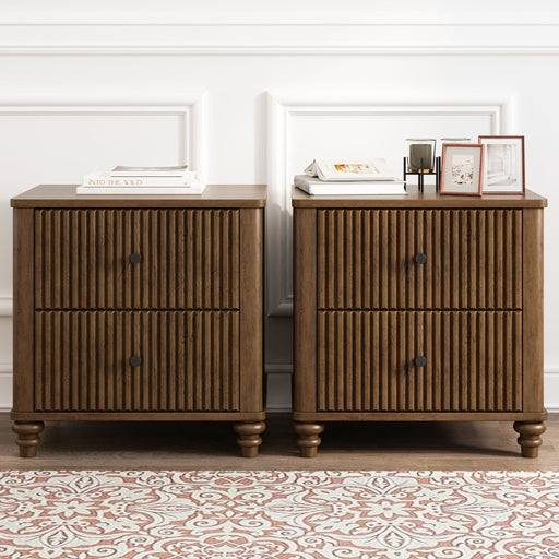 Modern Fluted Nightstand With 3 Drawers Home Essentials