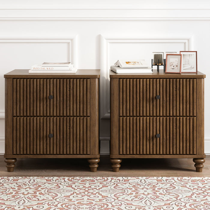 Modern Fluted Nightstand With 3 Drawers Home Essentials