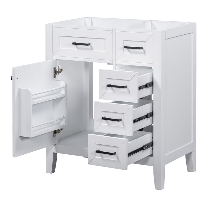 30" Bathroom Vanity Without Sink, Cabinet Base Only, Bathroom Cabinet With Drawers, Solid Frame And MDF Board, White