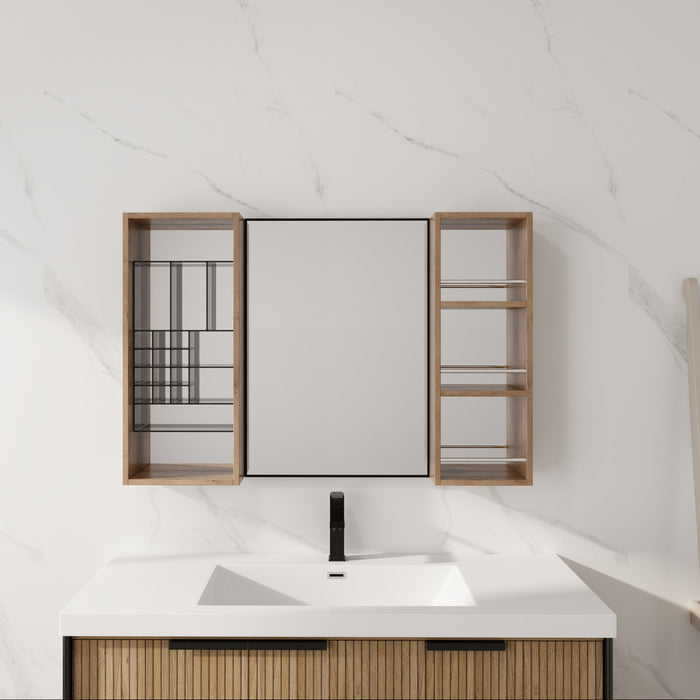 41.3" Wall Mounted Bathroom Cabinet With Storage - Imitative Oak Home Essentials