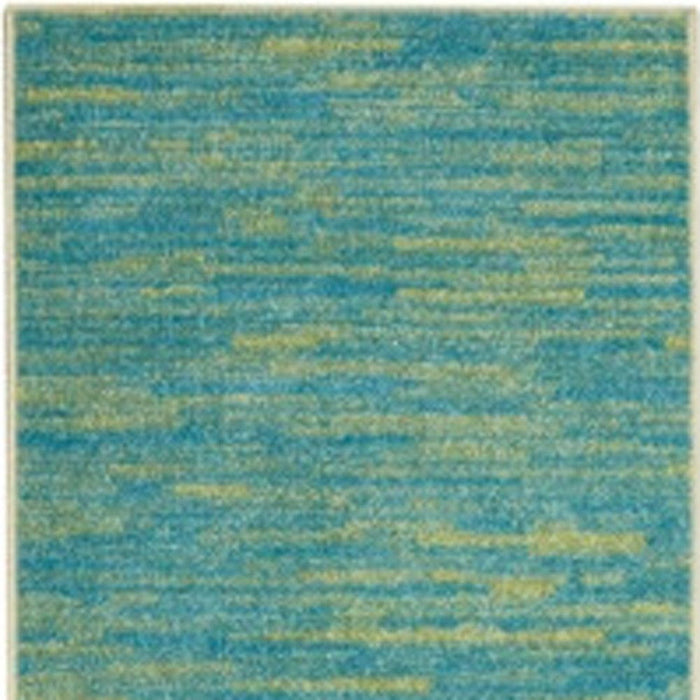 2' X 8' Striped Non Skid Indoor / Outdoor Runner Rug - Blue / Green