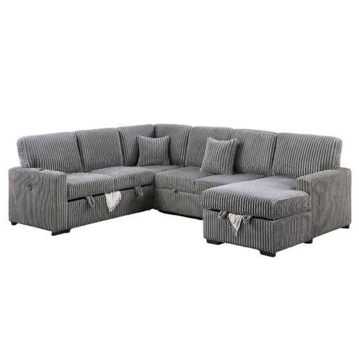 Convertible Sectional Upholstered Sleeper Sofa With Storage Chaise Home Essentials