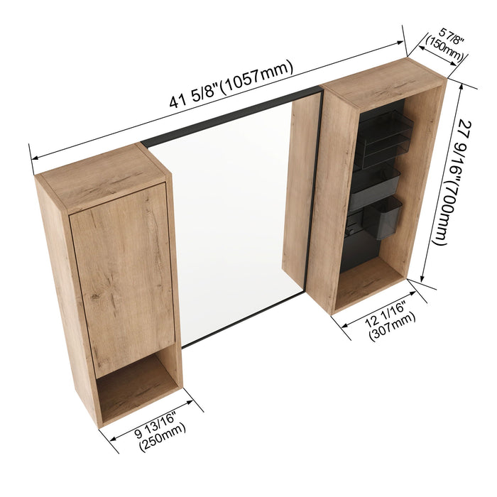 41.6" Wall Mounted Bathroom Cabinet With Soft Close Door, Storage Cabinet Featuring - Imitative Oak Home Essentials