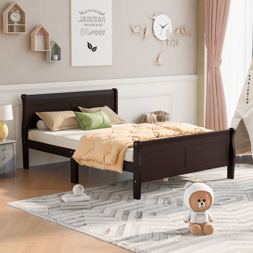 Platform Bed Frame Mattress Foundation Sleigh Bed With Headboard / Footboard / Wood Slat Suppor DreamHaus