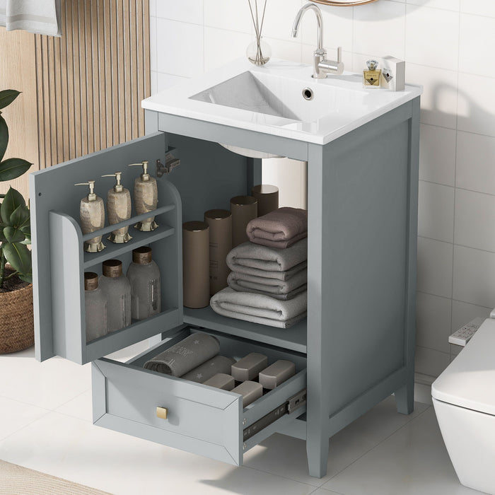 Bathroom Vanity With Sink, Soft Closing Cabinet Door, Storage Rack And Drawer Hearth and Haven