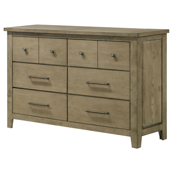 Pelton - 6 Drawer Dresser - Oak Furniture Max