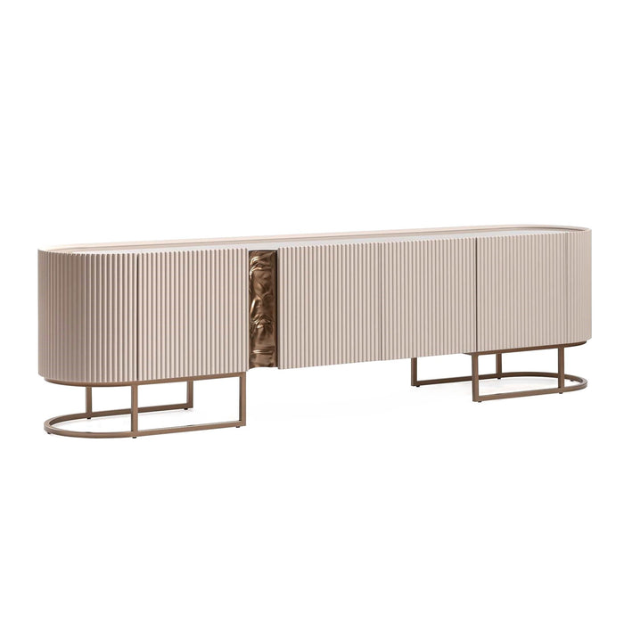 Lisbon - Media Cabinet - Silky Cream / Bronze Michael Amini
