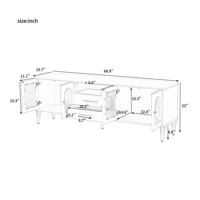 TV Stand For TVs Up To 75", Entertainment Center Media Console For Living Room - Black Hearth and Haven
