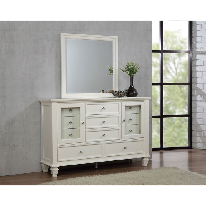 Dennis - 11 Drawer Dresser With Mirror - Cream White Furniture Max