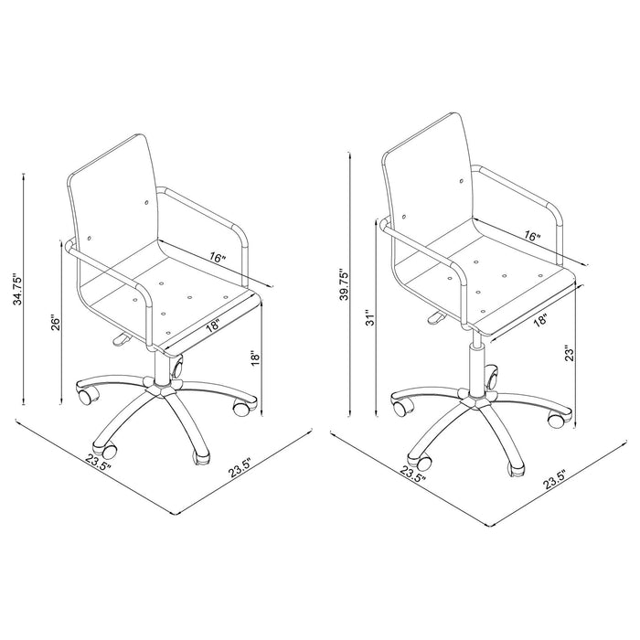 Clear Office Chair With Caster Wheels Futuristic Design, Adjustable Height - Clear Furniture Max