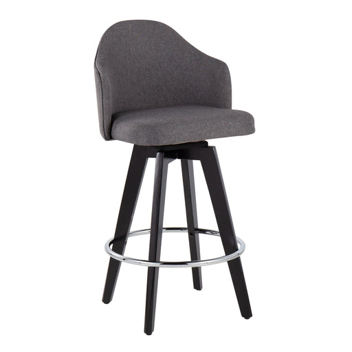 Ahoy - Contemporary Fixed Height Counter Stool Round Chrome Footrest (Set of 2) - Gray - Fabric Lumi Source