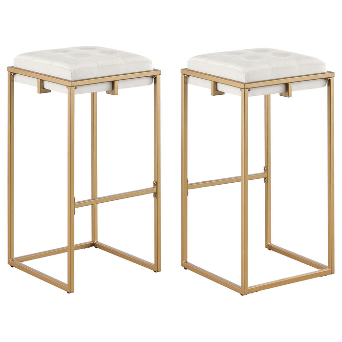 Soccoro - Square Tufted Cushion Stools (Set of 2) - Beige Furniture Max