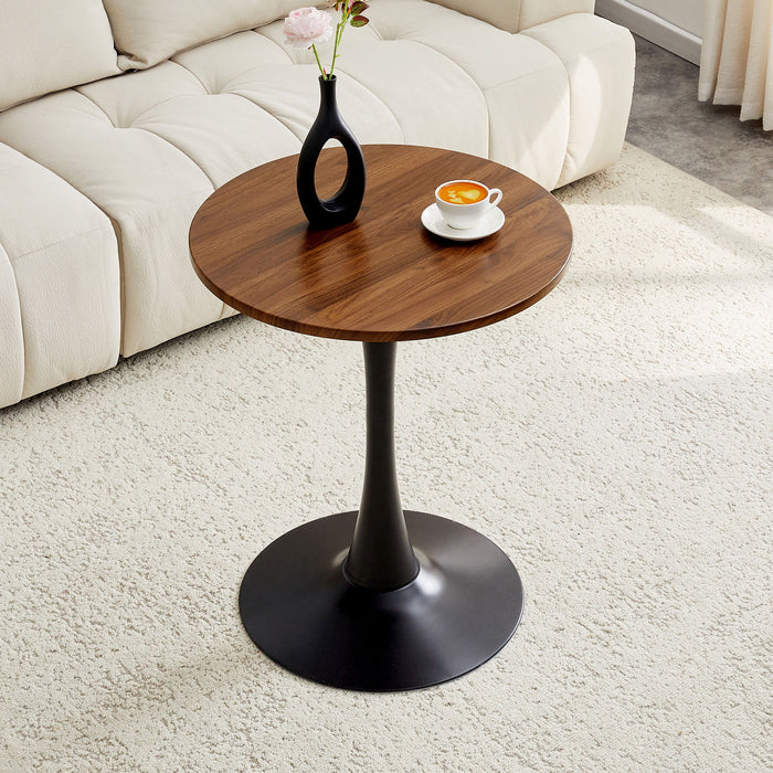 Round Dining Table With Thickened Engineered Wood Top And Metal Pedestal, 23.6" Diameter For Kitchen, Living Room, Or Small Spaces Home Essentials