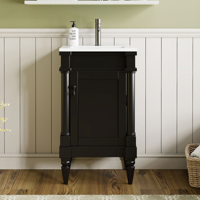 Bathroom Vanity With Sink, Storage Cabinet With Door, Drop In Sink, Compact Freestanding Design