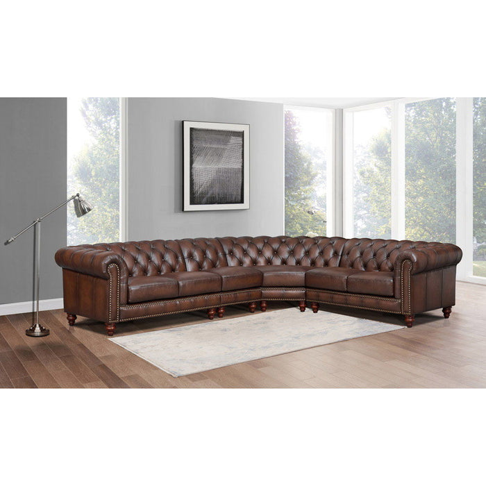 Alton Bay - Leather L-Shaped Convertible Sectional - Brown