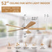 52" Ceiling Fan With Remote Control, Dimmable 3 Color Temperature LED Light, Quiet Reversible DC Motor Daily Nest
