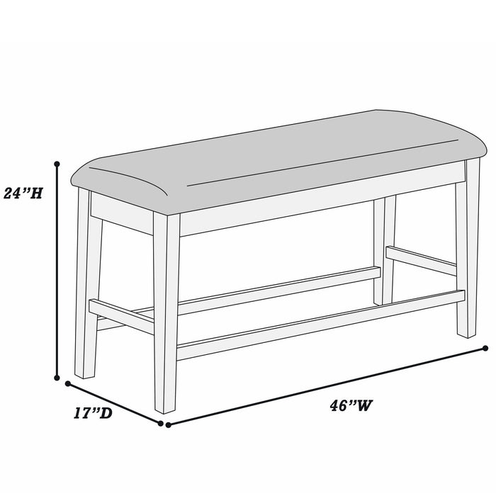 Cushion Padded Seat Counter Height Dining Bench - Walnut Home Essentials