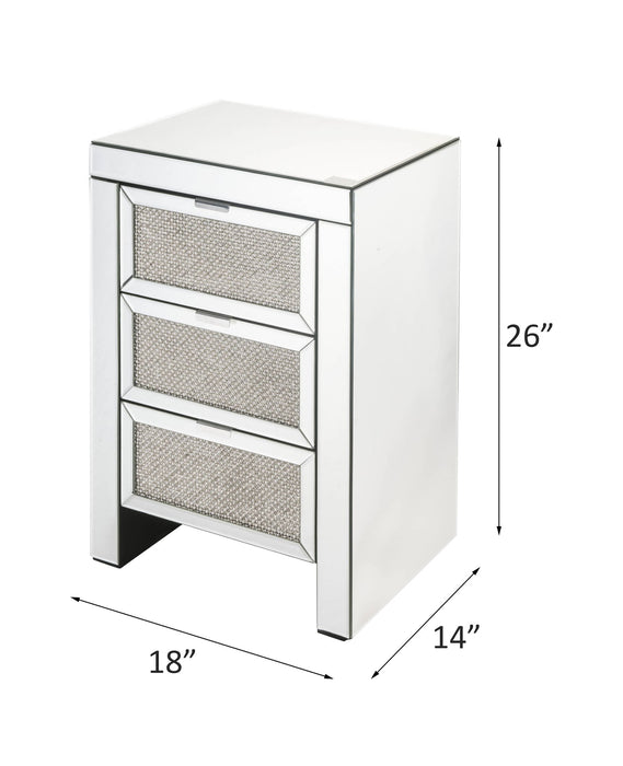 Noralie - Accent Table, 3 Storage Drawers - Mirrored & Faux Diamonds ACME