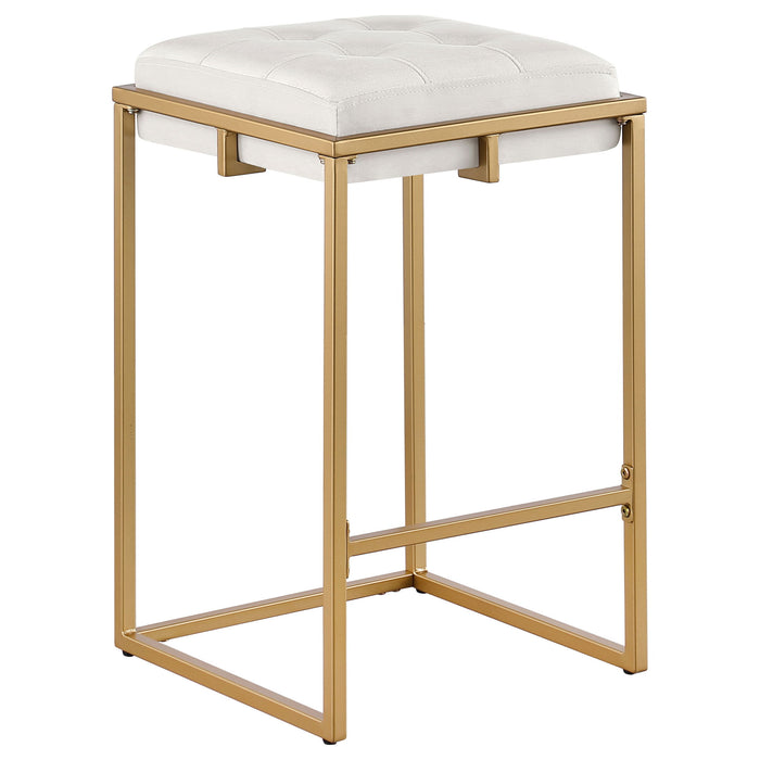 Square Counter Height Stools (Set of 2) - Beige / Gold Furniture Max
