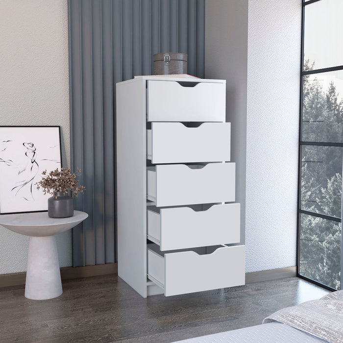 18" Five Drawer Standard Chest - White