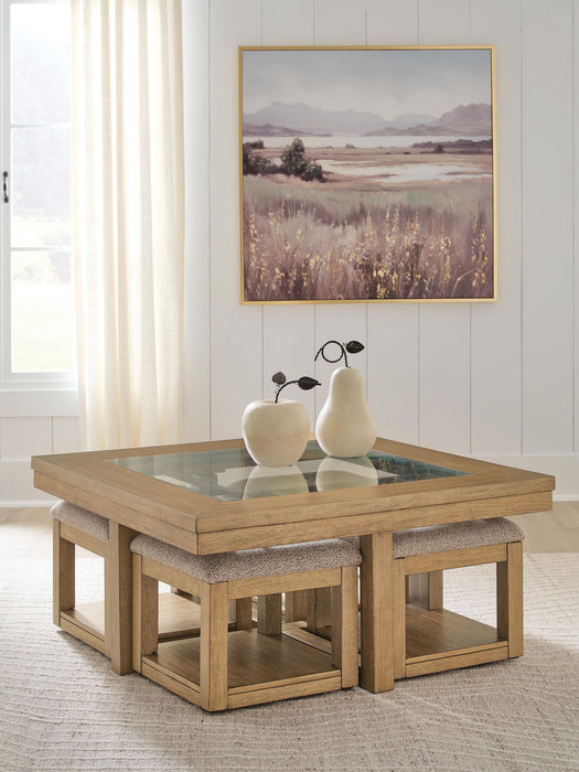 Wittenmyer - Cocktail Table With 4 Stools (Set of 5) - Natural / Black Signature Design by Ashley®