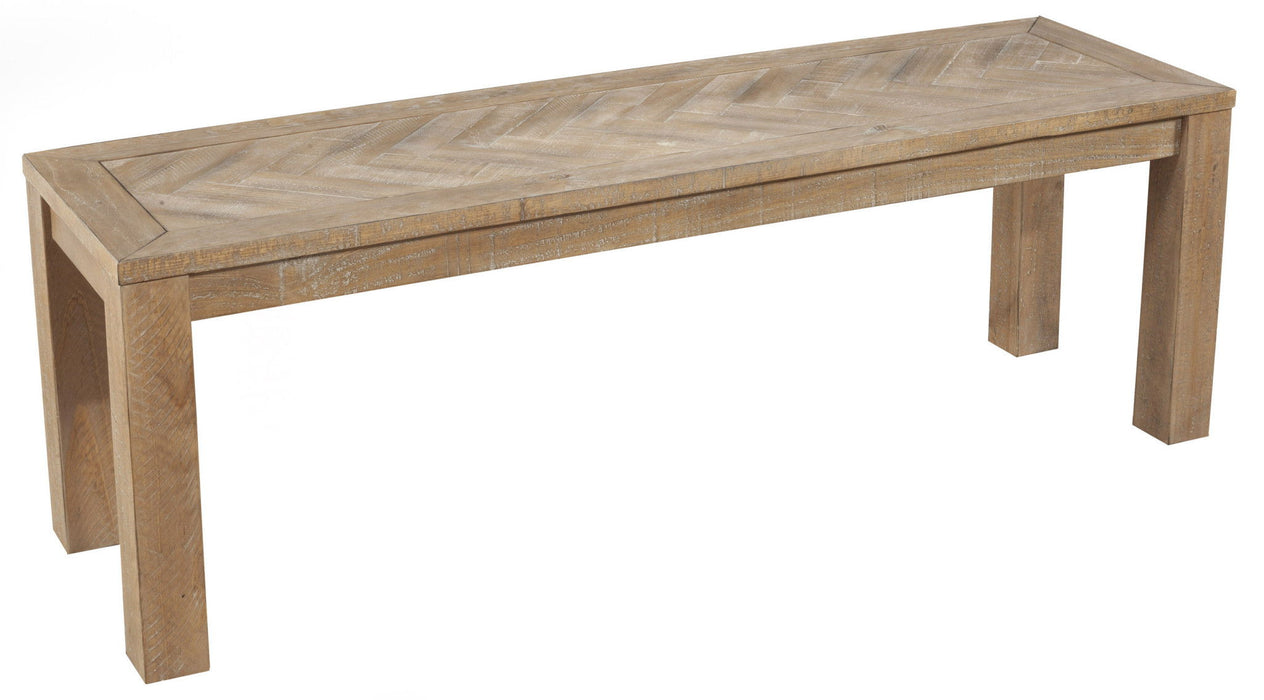 Distressed Solid Wood Dining Bench - Natural