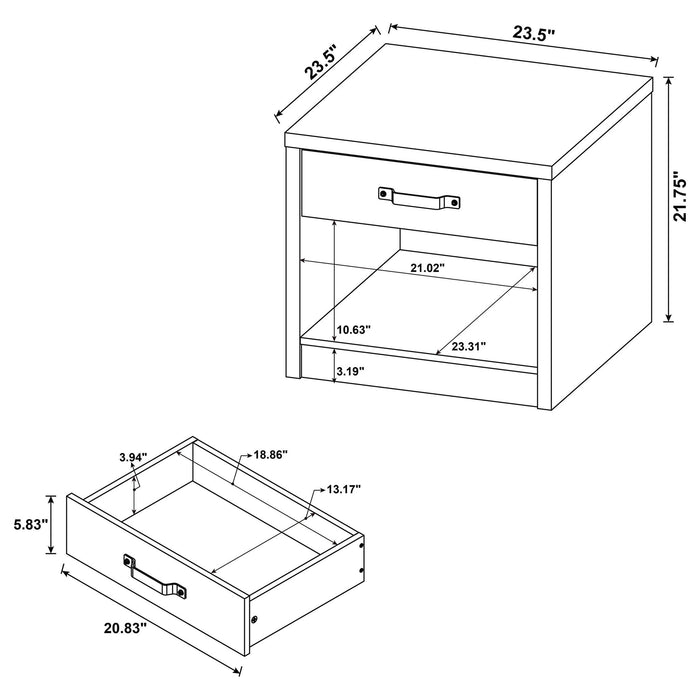 Nuberg - 1 Drawer Table - Gray Furniture Max
