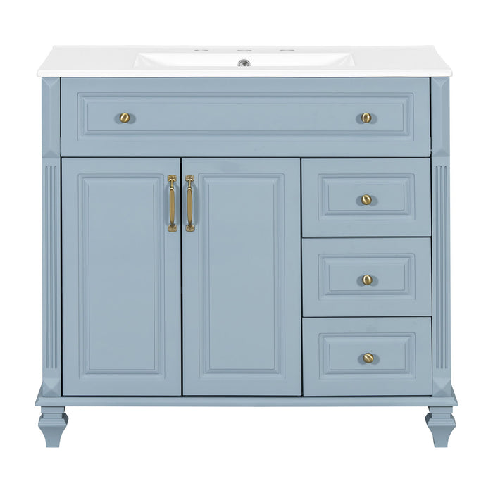 Modern Bathroom Vanity With Sink, 3 Drawers & 2 Doors Hearth and Haven