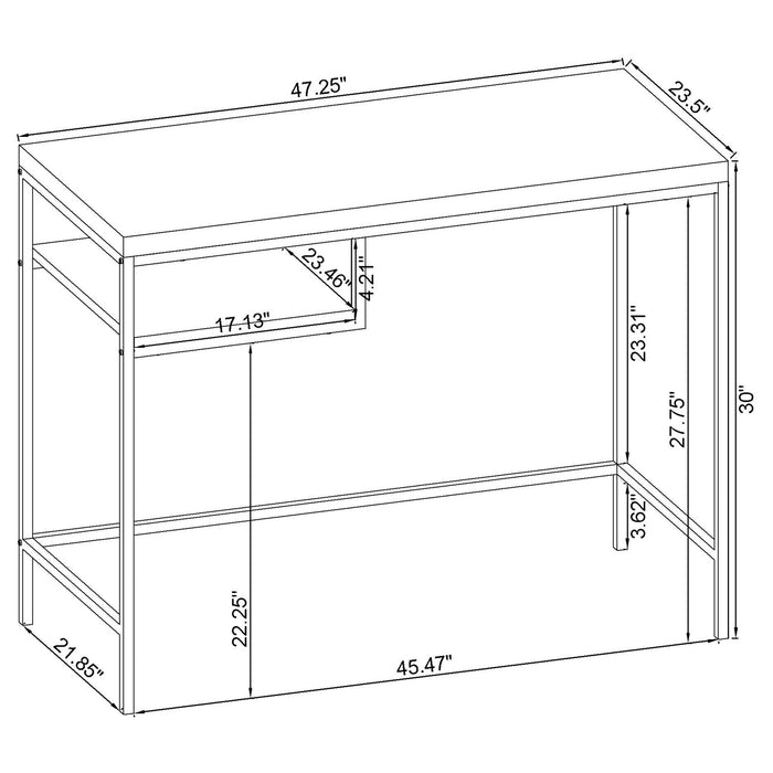 Rectangular Writing Desk, Compact Size For Home Office - Gray Furniture Max