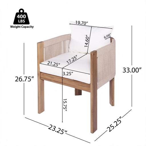 Matera - Patio Dining Chair (Set of 2) With Wraparound Back And Removable Cushion Cover - Teak / Beige Noble House