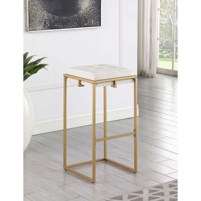 Soccoro - Square Tufted Cushion Stools (Set of 2) - Beige Furniture Max