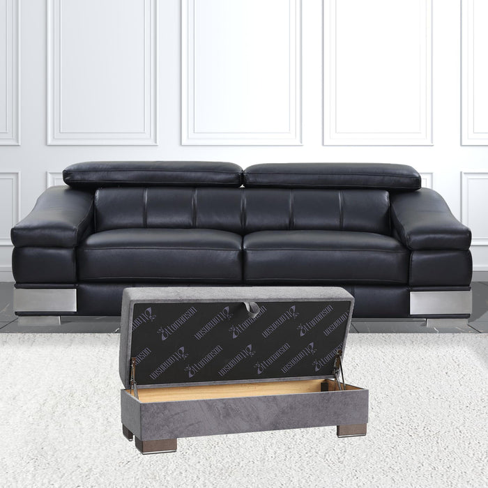 Microfiber Tufted Storage Ottoman - Gray / Brown