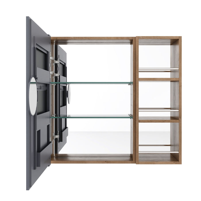 29.63" Wall Mounted Bathroom Cabinet With Adjustable Shelves - Imitative Oak Home Essentials