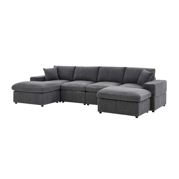 Upholstered Symmetrical Modular Sectional With 6 Seating Home Essentials