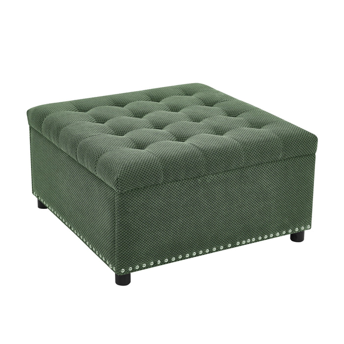 Square Tufted Storage Ottoman With Nailhead Trim Home Essentials
