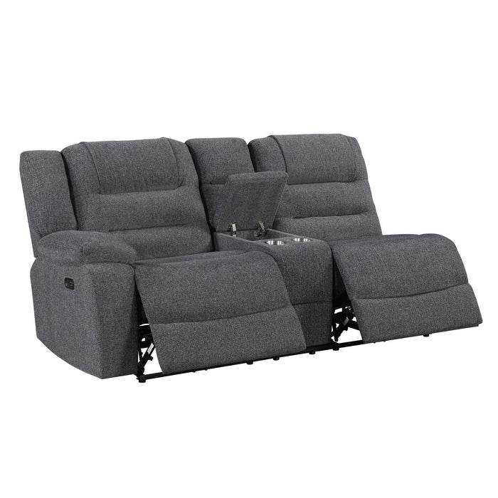 Redondo - Laf Console Loveseat With 2 Recliners Power - Dark Gray