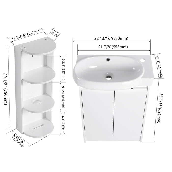 Freestanding Bathroom Vanity With Sink And Storage Rack, Soft Close Doors Base With Basin Home Essentials
