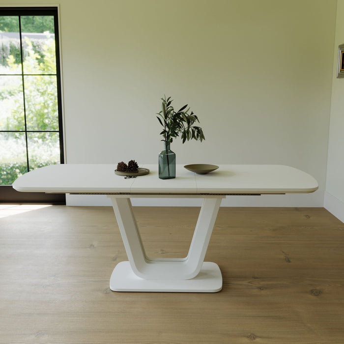 Modern Industrial Style Expandable Dining Table With U Shaped Legs - Antique Gray White
