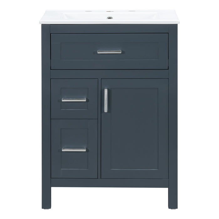 Modern Bathroom Vanity With Sink, Flip Drawer & 2 Drawers, Soft Close Hinges, Adjustable Shelf Hearth and Haven