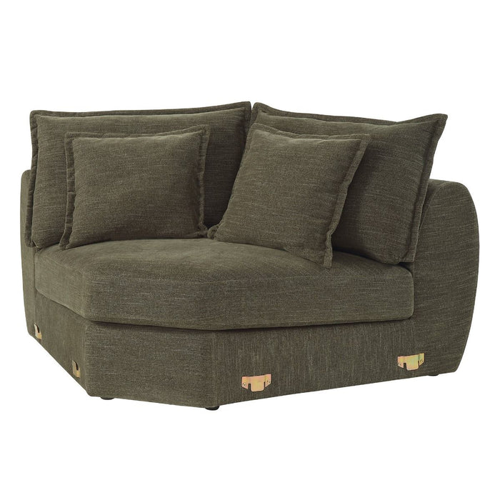 Leighton - Modular Wedge With 4 Pillows - Green Chenille ACME